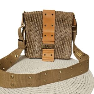 Vintage Christian Dior Trotter Messenger Bag Canvas & Leather Galliano Era